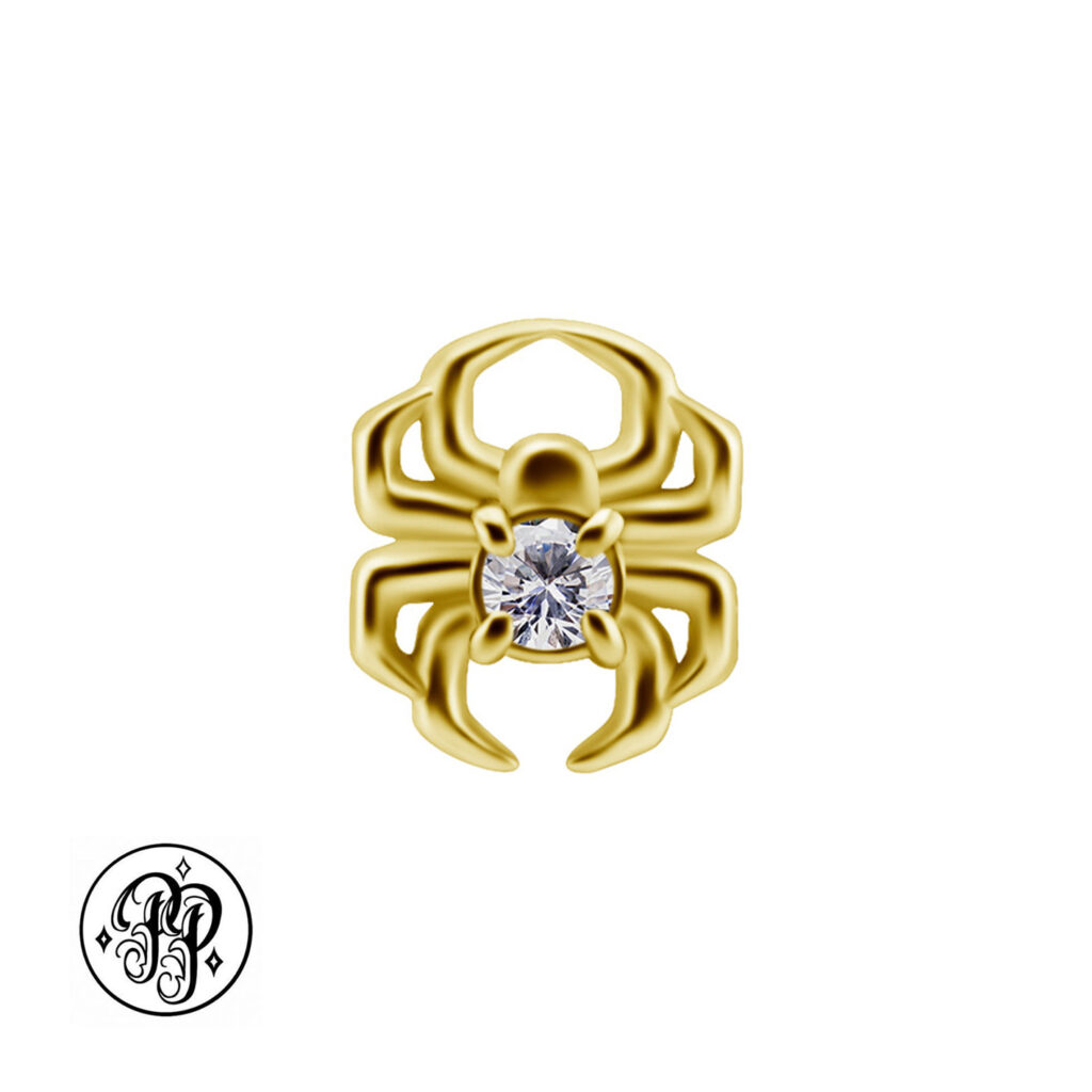 18K Yellow Gold Threadless Spider End Pirate Piercing