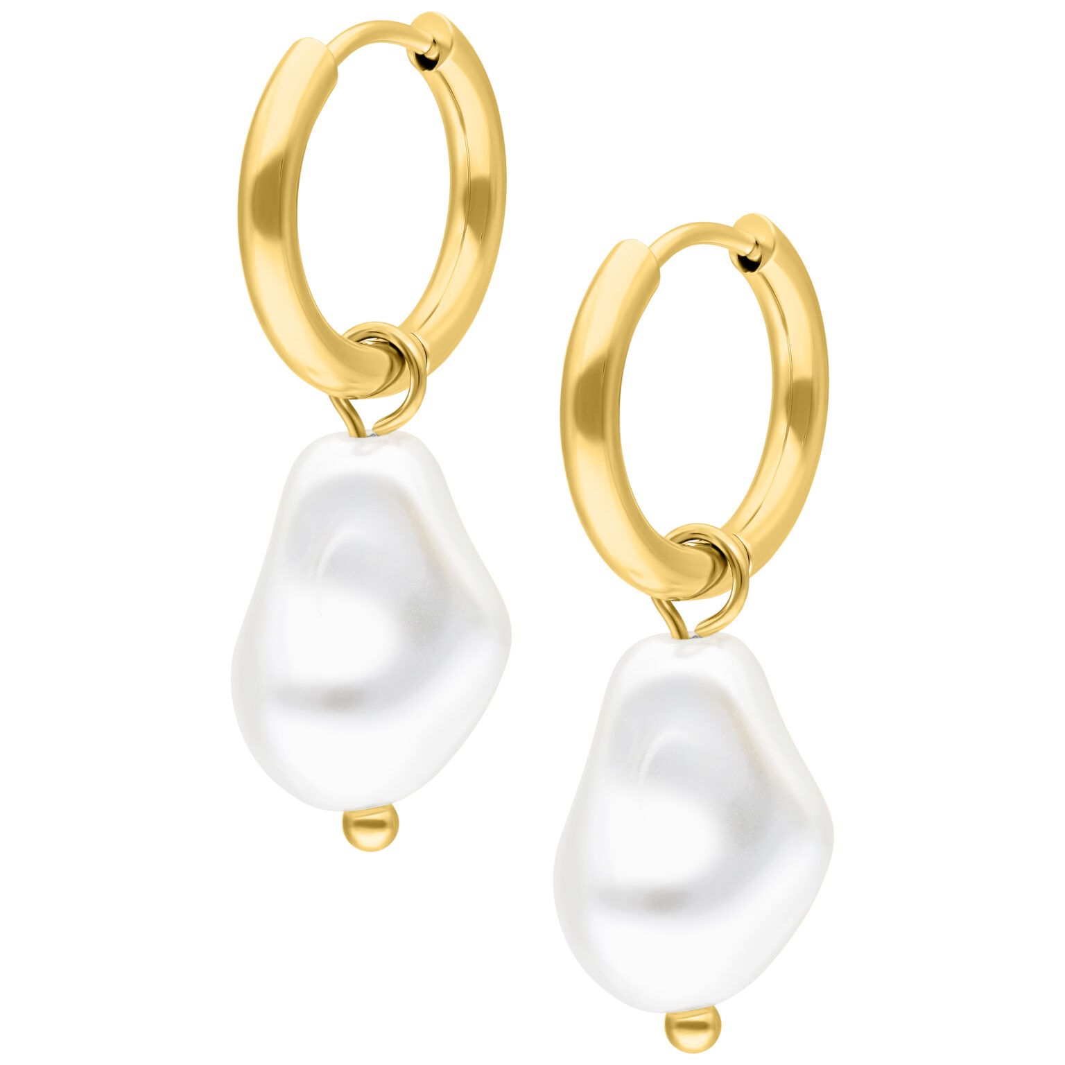 Baroque Pearl Hoop Earrings
