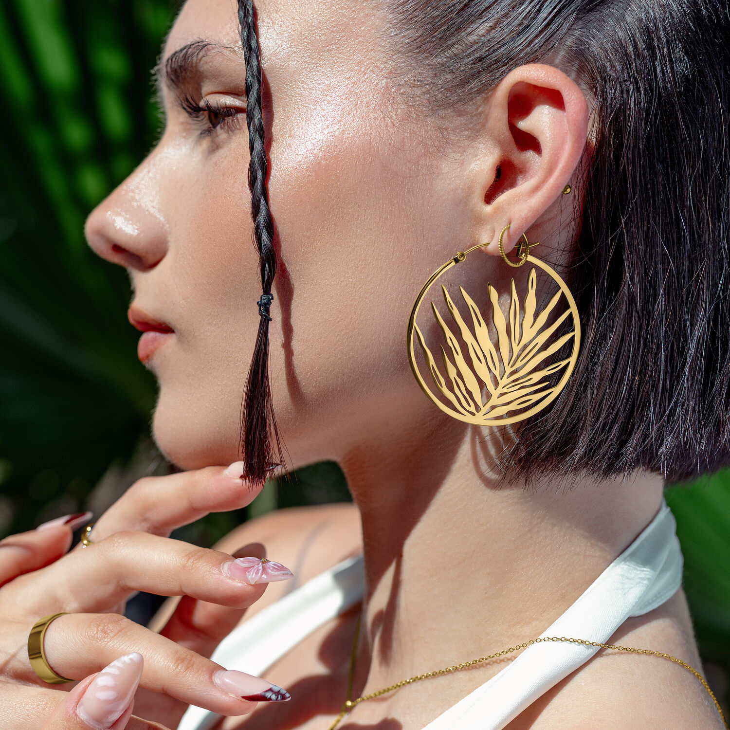 Noble Leaf Hoops